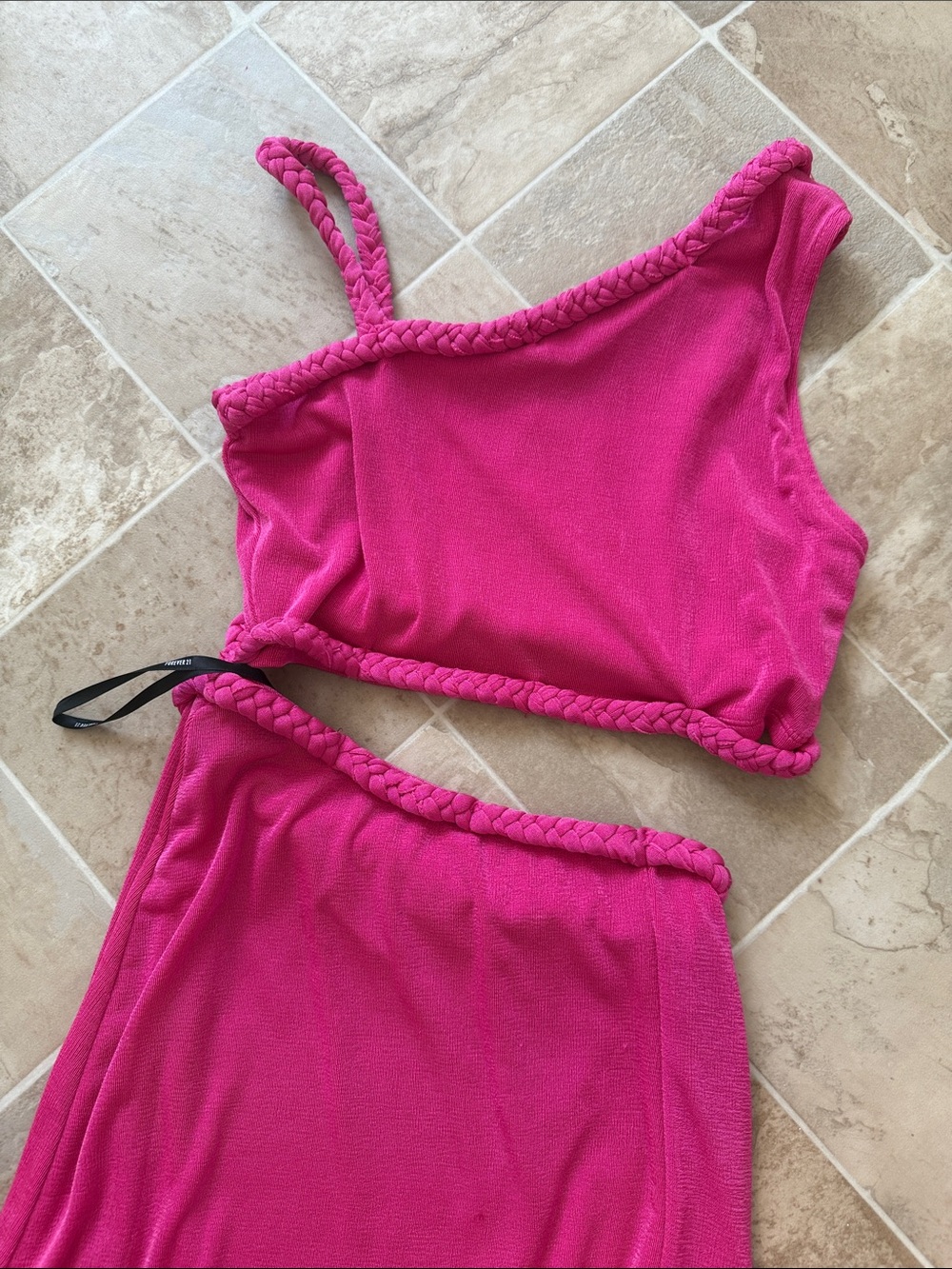 Fuchsia Braided-Trim Tank and Skirt Dress- Women’s Sleepwear